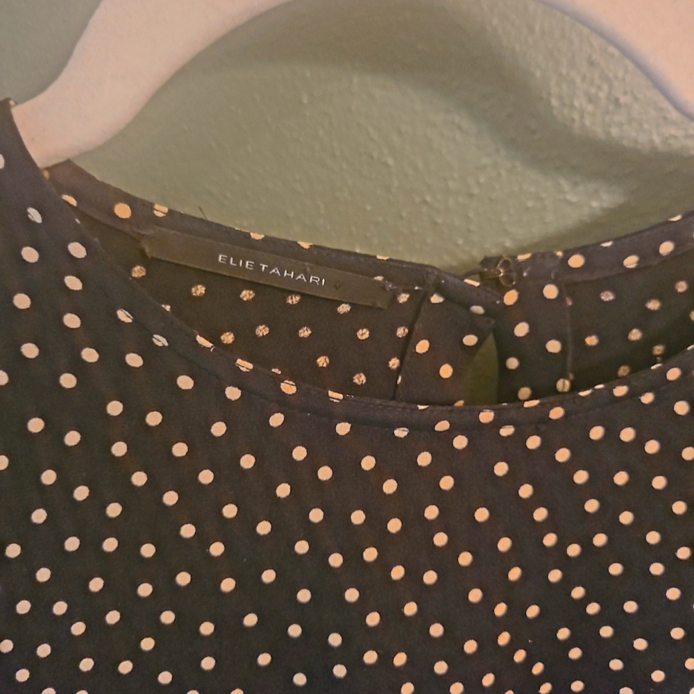 Elie Tahari Polka Dot Silk Blouse - Picture 2 of 3